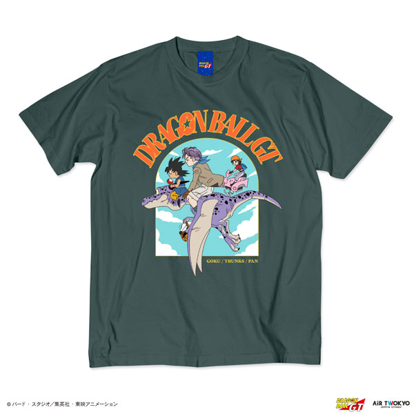 TVアニメ『DRAGON BALL GT』シーンイラストTシャツ 3(孫悟空・トランクス・パン)フェードグリーンM