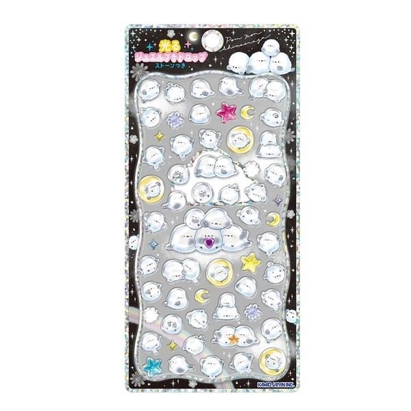 【お一人様1点】【在庫】 光るプチドロップステッカー ストーンつき ぽんぽんシマエナガ カミオジャパン