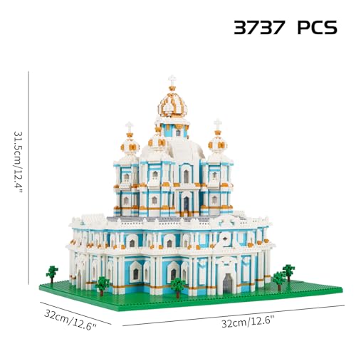 LULUFUN マイクロブロック 建物 玩具 立体パズル お城 大人 プレゼント インテリア 組み立て 暇つぶし ホビー 人気 (スモルニー修道院)