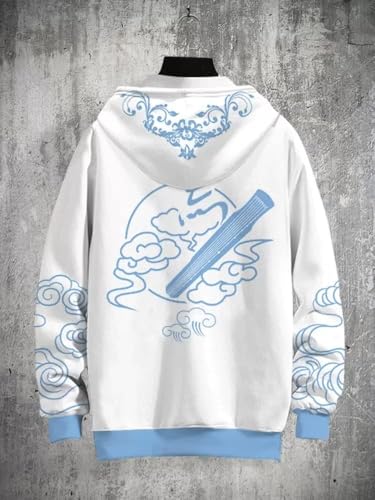 魔道祖師 陳情令 パーカー 長袖 魏無羨 藍忘機 メンズ 同型 日常服 コスプレ衣装 運動パーカー 春夏 ゆったり フード付き おしゃれ シンプル プルオーバー 薄手/厚手 トップス シンプル 通気性 プレゼント (藍忘機//薄手,XS)