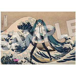 葛飾北斎×初音ミク シリアルナンバー入りA3アクリルパネル 冨嶽三十六景 神奈川沖浪裏