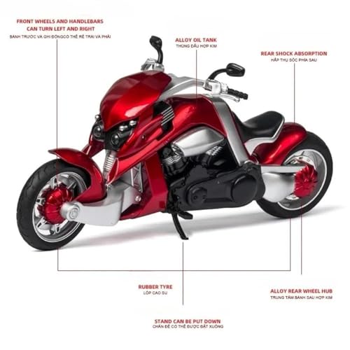 模型玩具 1/12スケール に適合するヤマハ V-REX ダイキャストモデル コレクターズアイテム バイク模型玩具(Red)