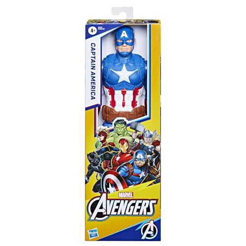 ハズブロ(HASBRO) MARVEL マーベル タイタンヒーローシリーズ アベンジャーズ キャプテン・アメリカ アクションフィギュア、12 インチ(30 cm)サイズ アクションフィギュア、4才以上のお子様向けアベンジャーズのおもちゃ E7877 正規品