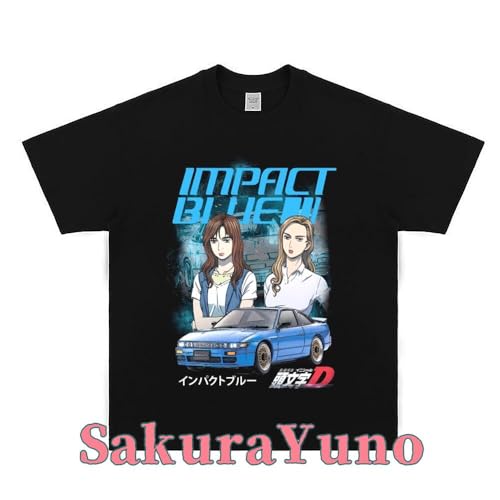 頭文字D Tシャツ 半袖 インナーシャツ T-Shirt イニシャルd Dae86 藤原拓海 コスプレ衣装 かっこいいシャツ BLACK WHITE 夏服 プリント 綿製 トップス ファッション カジュアル 男女兼用 (ブラック番号1,2XL) [並行輸入品]