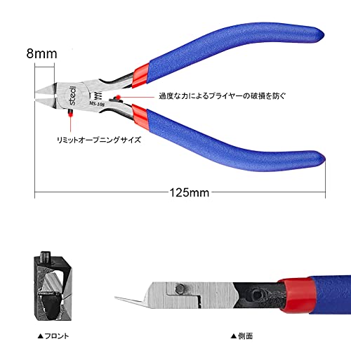 stedi 極薄刃 ニッパー 薄刃 片刃 工具 鋭い薄い刃で刃の保護カバー付きのプラスチックモデル専用ツールです。ガンダム等のプラモデルの組み立てや修理専用のプラモデル専用ツールです。青
