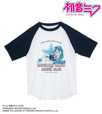 ANGEL BLUEコラボ 描き下ろし 初音ミク Art by 甘春わすれ ラグランTシャツ ver.A/ユニセックス