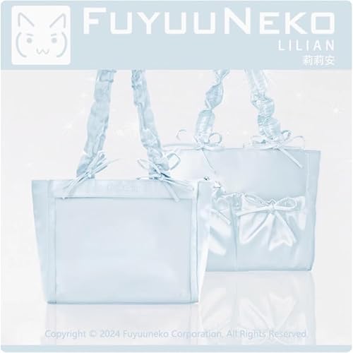 【FUYUUNEKO】二連ぬいポーチ付きサテン痛バッグ milk dolly 推し活グッズ オタ活 g.triger 痛バ 痛ば 痛バッグ クリアバッグ 透明 ブルー [並行輸入品]