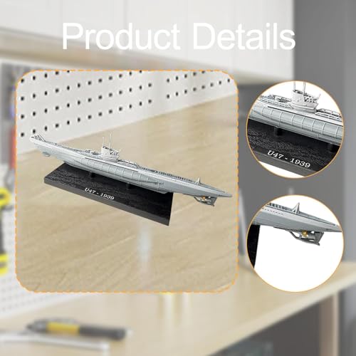 Deevoka 1/350スケール潜水艦巡洋艦モデル(ディスプレイスタンド付き)、デスクトップ装飾オーナメント、オフィス、テレビ台、棚などに飾れる模型船モデル, U47