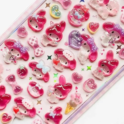 3dシール 可愛い シール クロミ 4枚セット 携帯電話飾り用 DIY用 手帳用 貼り付け可能 手芸用品大容量 スマホケース 手帳 diy 贈り物ごほうび (C)