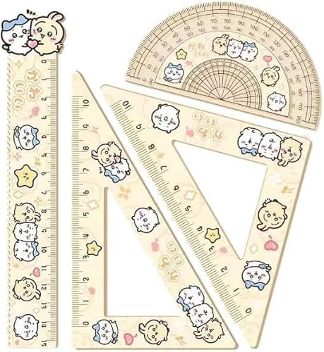 ちいかわ 定規 15cm 4個セット ハチワレ うさぎ 物差し 直線定規 キッズ 学習文具 算数 小学生 事務用品 品質 萌えグッズ 文房具セット 記念品 贈り物