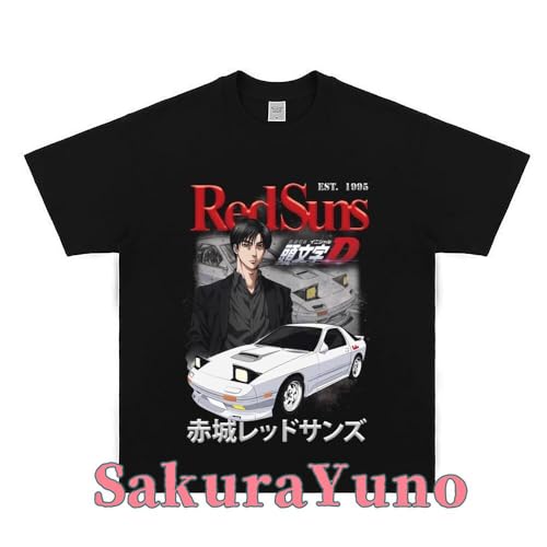 頭文字D Tシャツ 半袖 インナーシャツ T-Shirt イニシャルd Dae86 藤原拓海 コスプレ衣装 かっこいいシャツ BLACK WHITE 夏服 プリント 綿製 トップス ファッション カジュアル 男女兼用 (ブラック番号7,XL) [並行輸入品]