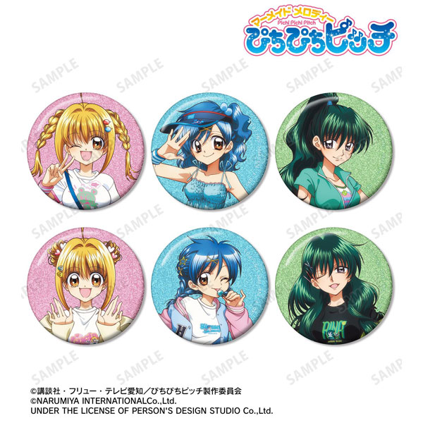 ぴちぴちピッチ_ANGEL BLUEコラボ 描き下ろし トレーディンググリッター缶バッジ(1BOX 6個入り)(単位/コンプリートBOX)