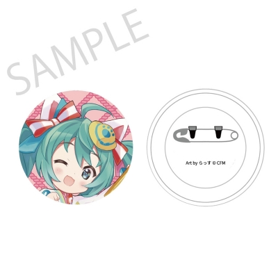 【グッズ-バッチ】「初音ミク×招き猫」 ふわもふタッチ缶バッジ 初音ミク白猫A Art by らっす【再販】