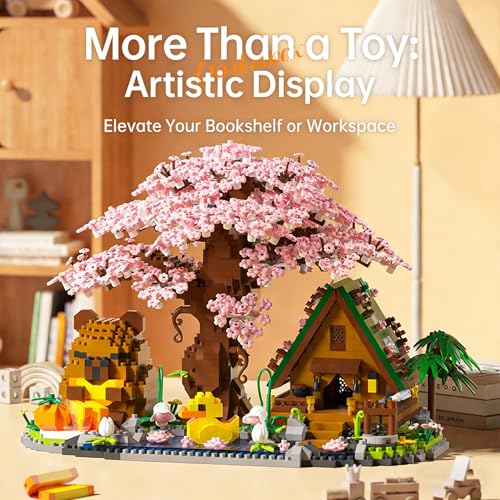 Capybara 桜盆栽ツリーハウスビルディングセット 大人&子供用 - 2280ピース マイクロミニブロック デスク/オフィス/ホームデコレーション用造花/DIYアート&クラフトキット 対象年齢8歳以上 女の子&男の子向けギフト