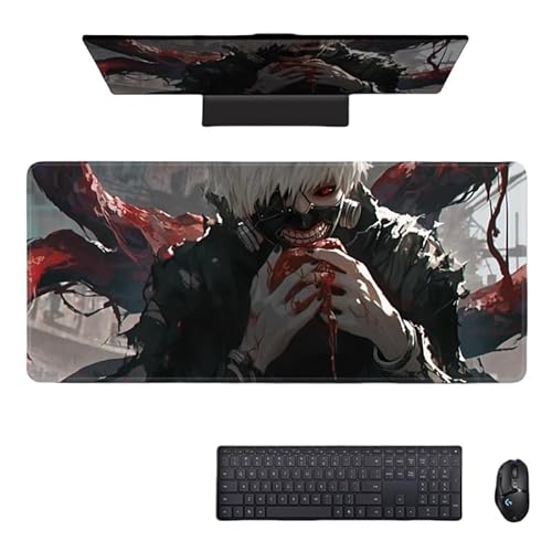東京喰種 金木研 マウスパッド ゲーム/オフィス用マウスパッド 大型 東京喰種トーキョーグール グッズ テーブルマット キーボードマット コンピュータデスクマット パソコンマット 多用途 滑り止め プレゼント (色-2,90*40*0.3cm) [並行輸入品]