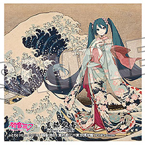 初音ミク×葛飾北斎 iXima ステッカー 神奈川沖波裏 着物