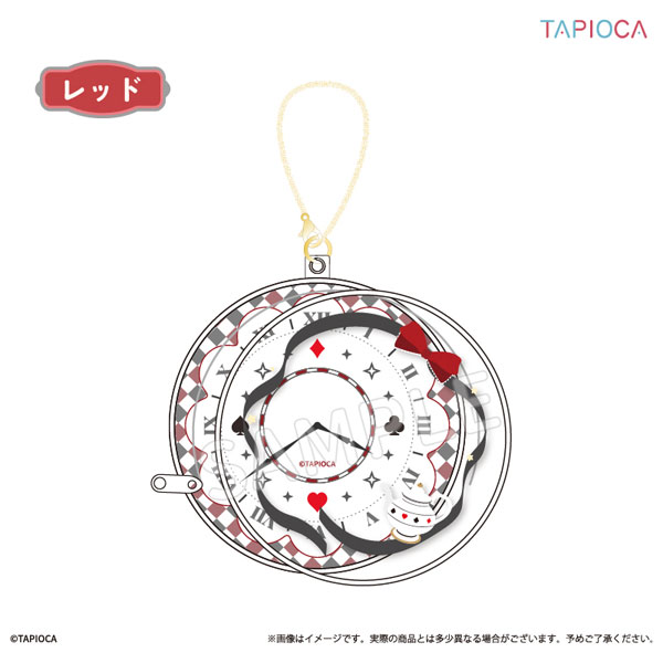 タピオカオリジナル 白うさぎの懐中時計 クリアポーチ レッド