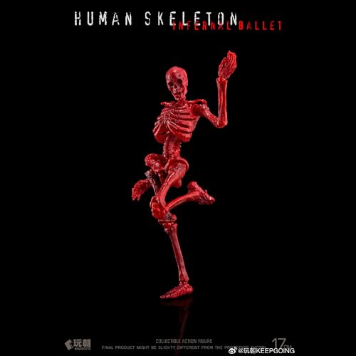 LEBOO 玩朝 1/12 生物の授業 ヒト骨格 スカル素体 赤い ボディ 可動フィギュア