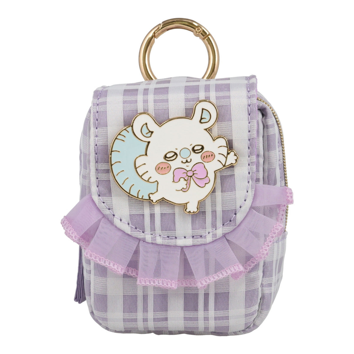 ちいかわ カラビナ付きミニポーチ(チェック・モモンガ)