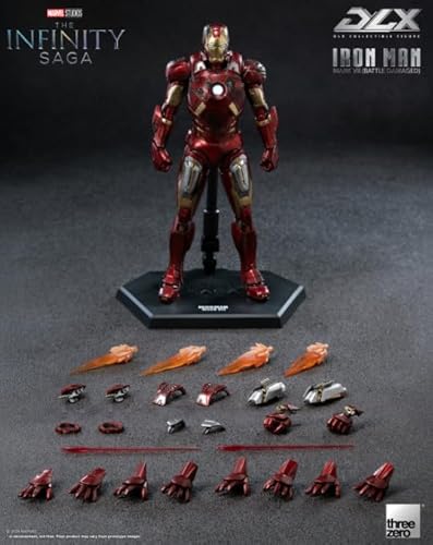 [AC]Threezero 17.5cm DLX アイアンマン Mark 7 戦闘ダメージ版 3Z09690C0 可動 アクションフィギュア ヘット 素体 衣装 アクセサリー フルセット