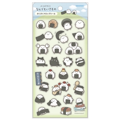 【グッズ-シール】なんでもいきもの ぷくぷくドロップシール のりおにぎり