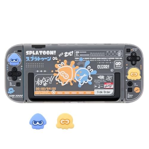 [YAYANA]スプラトゥーン for Switch 2収納ケース ゲーム機保護カバー ドーディング収納バッグ防塵ベース 大容量 スイッチ収納バック 保護カバー 防塵防汚防水 耐衝撃 旅行用 (透明保護ケース+スティックカバー)