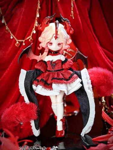 万物初醒 BJDブラインドドール シリーズ 高約18cm PVC&ABS素材 1/8 BJDスペシャルボディ 女の子のギフト 関節可動フィギュア 塗装済み プレゼントハンドモデルの装飾品(Red)