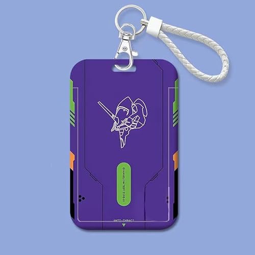 新世紀エヴァンゲリオン グッズ パスケース カードケース EVA 初号機 2号機 零号機 コスプレ小物 耐久性 個性的 かわいい ファッション 人気 軽量 コレクション 日常 記念品 通学 通勤 学生証 社員証 紛失防止 (パープル) [並行輸入品]