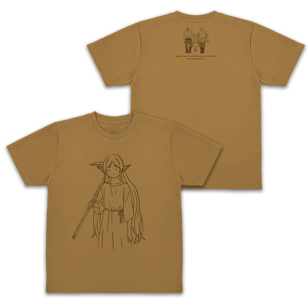 葬送のフリーレン_XLサイズ_フリーレン 「鉱山で300年働くことになっちゃった」 ドライTシャツ/COYOTE
