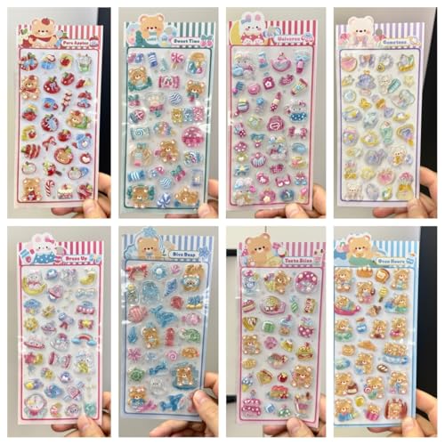 3dシール 可愛いシールくまちゃん うさぎちゃん 4枚セット 携帯電話飾り用 DIY用 手帳用 貼り付け可能 手芸用品大容量 スマホケース 手帳 diy 贈り物ごほうび (SX19)