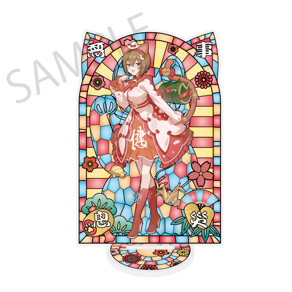 初音ミク×招き猫×真夏の熊谷_ステンドグラス風素材加工 アクリルスタンド MEIKO Art by イコモチ