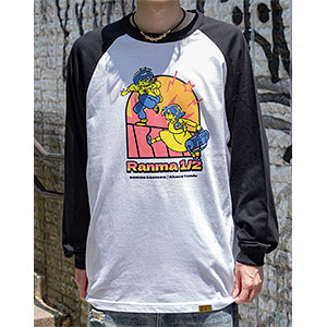 TVアニメ「らんま1/2」第2弾 ポップイラストラグランスリーブTシャツ 1(早乙女乱馬 ＆ 天道あかね) ホワイト/ブラック M