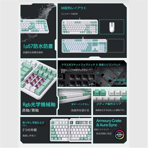 XINGYUNSHI 初音ミク はつね みく かわいい 有線キーボード ノートパソコンに最適 誕生日プレゼント かわいい 人気 キャラクター 周辺 萌えグッズ 男女兼用 (赤軸,封を切る) [並行輸入品]