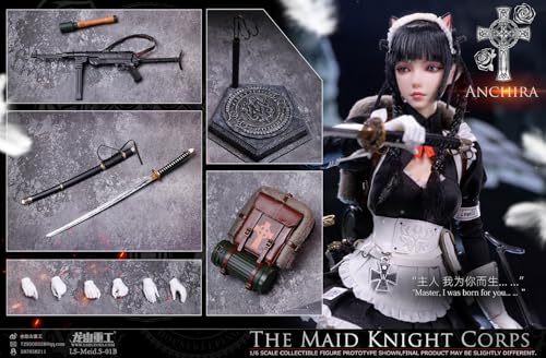 [Tbmodel] 龍山重工 1/6 フィギュア用 メイド騎士 アンジェラ 素体 ヘッド 服セット アクセサリー ボディー アクションフィギュア LS-Meid.S-01B