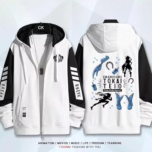 [COLE] ウマ娘 プリティーダービー キタサンブラック パーカー 長袖 コート ライスシャワー メジロマックイーン トウカイテイオー フード付き服 運動パーカー 日常服 Hoodieメンズ 誕生日 プレゼント コスチューム (4,3XL 厚手)