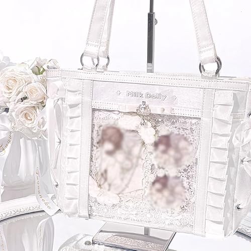 FUYUUNEKO チャーム付きフリル痛バッグ milk dolly 推し活グッズ ホワイト [並行輸入品]