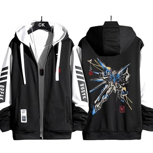パーカー 機動戦士ガンダム 長袖 フード付き服 ジャケット コート コスプレ衣装 薄手/厚手 ガンダムグッズ 運動パーカー ジッパー付き 柔らかい グッズ ギフト トップス シンプル 男女兼用 誕生日 プレゼント (3XL/薄手,8) [並行輸入品]