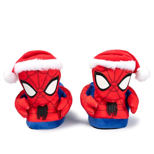 Marvel スパイダーマン 3Dスリッパ 若者向け, クリスマスレッド。, 7-8 Toddler