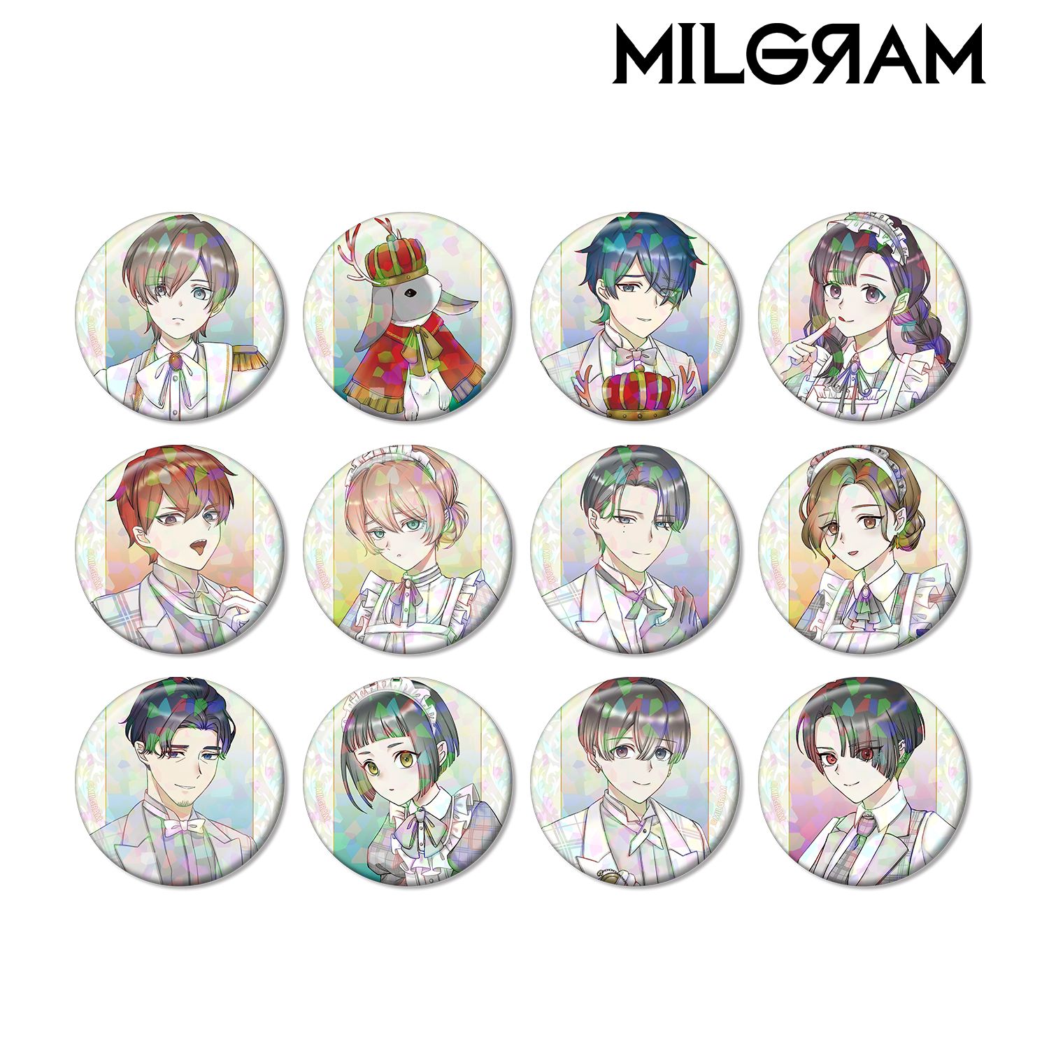 MILGRAM -ミルグラム-_描き下ろし 6th Anniversary ver. トレーディングホログラム缶バッジ(単位/コンプリートBOX/12パック入り)