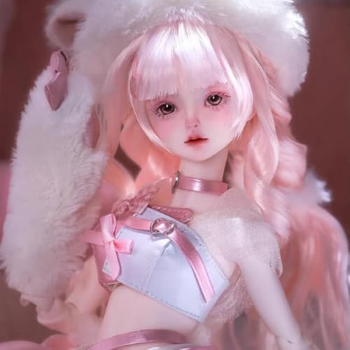 Meeler BJDドール 1/4 女の子 フルセット 44cm SD 樹脂球体関節人形手作りぬいぐるみパーティーカーニバルフルセットプレゼント、ドール1体 + 目 + フェイスメイクアップヘッド + 服 + ウィッグ + 靴