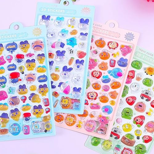 [Hushan] 3dシール 実心 立体シール たまごっち ちい うさぎ ハチ まめっち めめっち くちばっち みみっち ぷくぷく レリーフ セット マシュマロ風 タイル 手帳 萌物 かわいい 子供への贈り物 人気 小物 (T)