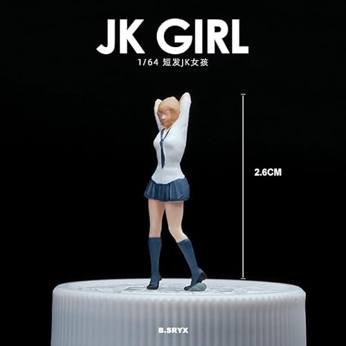【今はな野堂】1/64スケール シティガール ミニチュアフィギュア ジオラマ用 コレクション 少女モデル トミカサイズ対応 ディスプレイケース付き (JK girl)