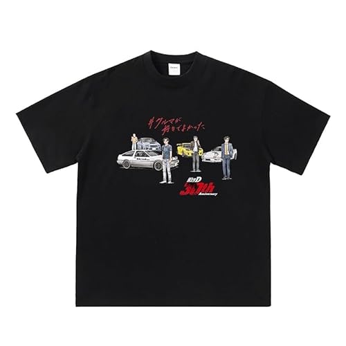 [シェーク] 頭文字D Tシャツ 半袖 藤原拓海 イニシャルd インナーシャツ T-Shirt コスプレ衣装 夏服 日常服 記念シャツ 応援グッズ かっこいい カジュアル ファッション 通勤 通学 男女兼用 (黒-3,L) [並行輸入品]