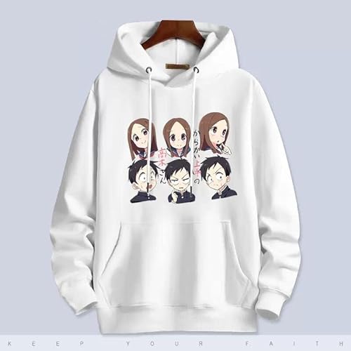 からかい上手の高木さん パーカー 長袖 丸首 高木さん 西片くん コスプレ衣装 上着 日常服 コスプレ衣装 運動パーカー 春夏 ゆったり フード付き おしゃれ 綿製 白いパーカー シンプル 薄手/厚手 プルオーバー トップス シンプル 通気性 柔らかい グッズ 部屋着 学園祭 誕生日 プレゼント 男女兼用 (A,S/厚手)