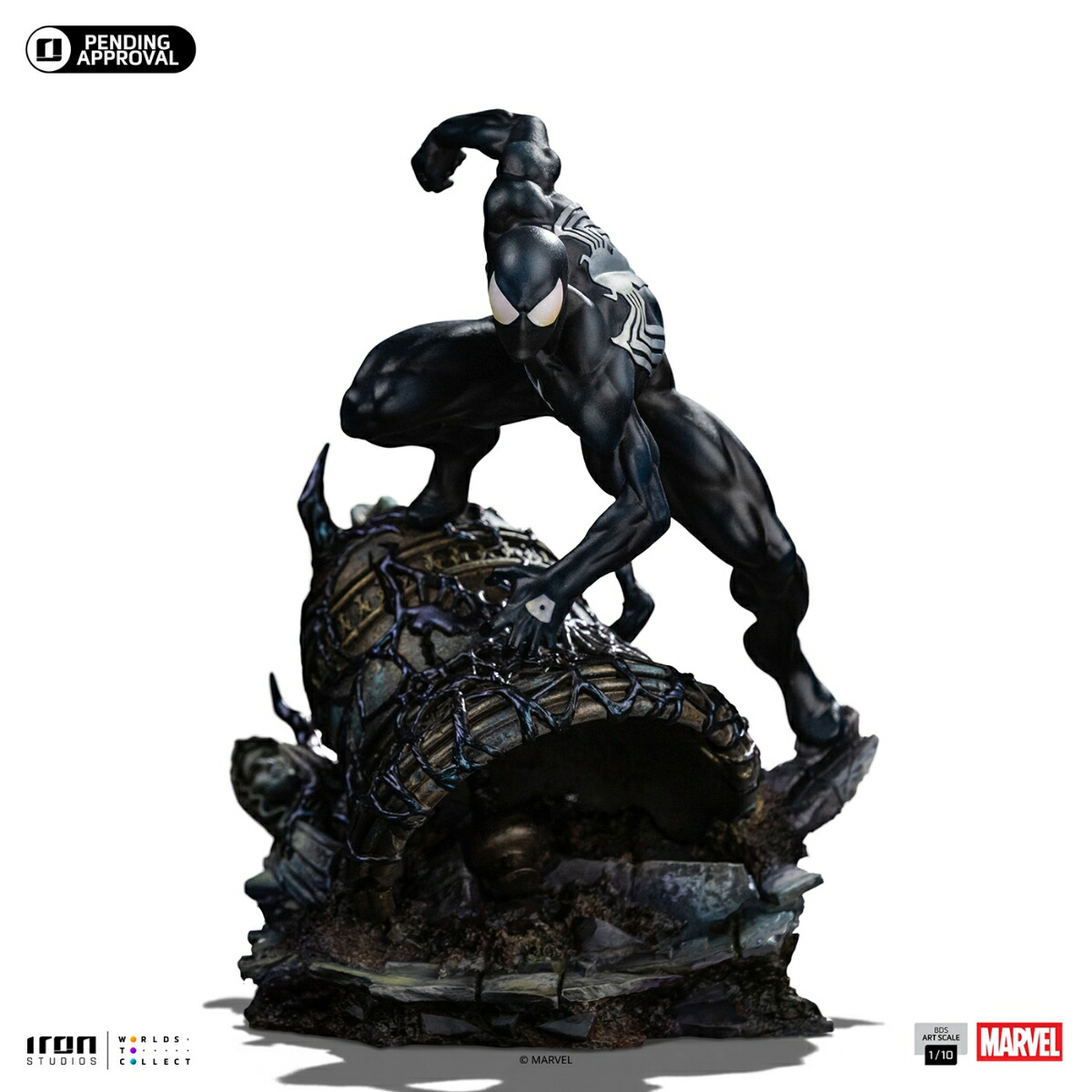 『マーベル』 【アイアン・スタジオ スタチュー】 「バトルジオラマ・シリーズ」 1/10スケール スパイダーマン（ブラック・コスチューム） ［コミック］ (フィギュア)