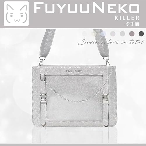 [ジートリガー] 【FUYUUNEKO】キラキラフェイクレザー 痛バッグ Milk Dolly ショルダーバッグ ブラック クリア グッズ 推し活バッグ 鞄 ギフト プレゼント レディース [並行輸入品]