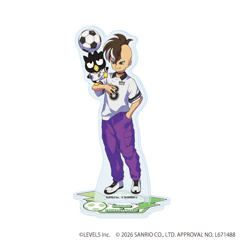 イナズマイレブン×サンリオキャラクターズ_アクリルスタンド08/不動明王×バッドばつ丸(コラボイラスト)