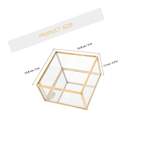 LckCryspho 合金フレーム強化ガラスジュエリー収納ケース – 透明スクエアボックスでネックレスイヤリング整理可能