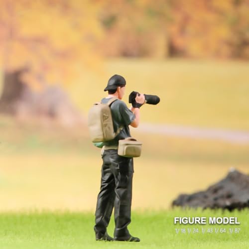 ORIELOAN カメラマン トイフィギュア 1/18-1/87スケール プロ仕様 男性写真家フィギュア カメラで瞬間をとらえる プロの風景 カメラマンフィギュア ミニスタチュー(塗装済み、1/24)