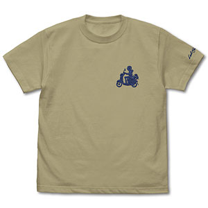 『ゆるキャン△ SEASON3』 バイク志摩リン ワンポイント刺繍Tシャツ/SAND KHAKI-XL